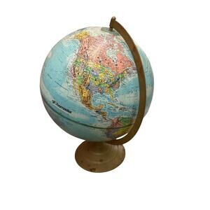 Vintage, 12 Inch, Globe Master, Legend, World Raised Metal Base, 1960's